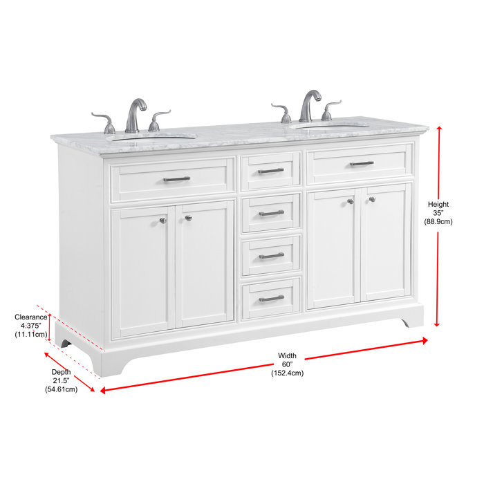 Andover Mills™ Johansson 60'' Free Standing Double Bathroom Vanity with Marble Top & Reviews ...